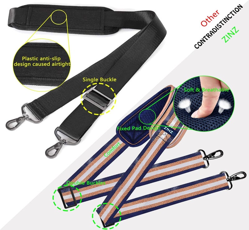 ZINZ Shoulder Strap 58" Ultra-Thick Fixed Padded and Adjustable Buckles Crossbody Strap for Briefcase Laptop Bag Luggage - Image 4